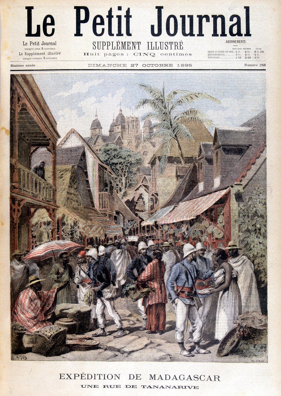 Expedición a Madagascar: una calle en Tananarive - en 