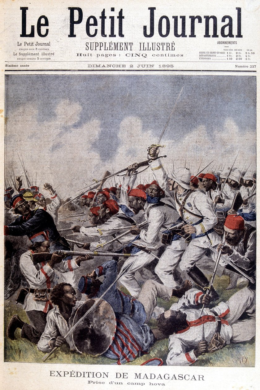 Expedición a Madagascar: toma de un campamento hova - en “Le Petit Journal” del 02/06/1895 de Unknown artist