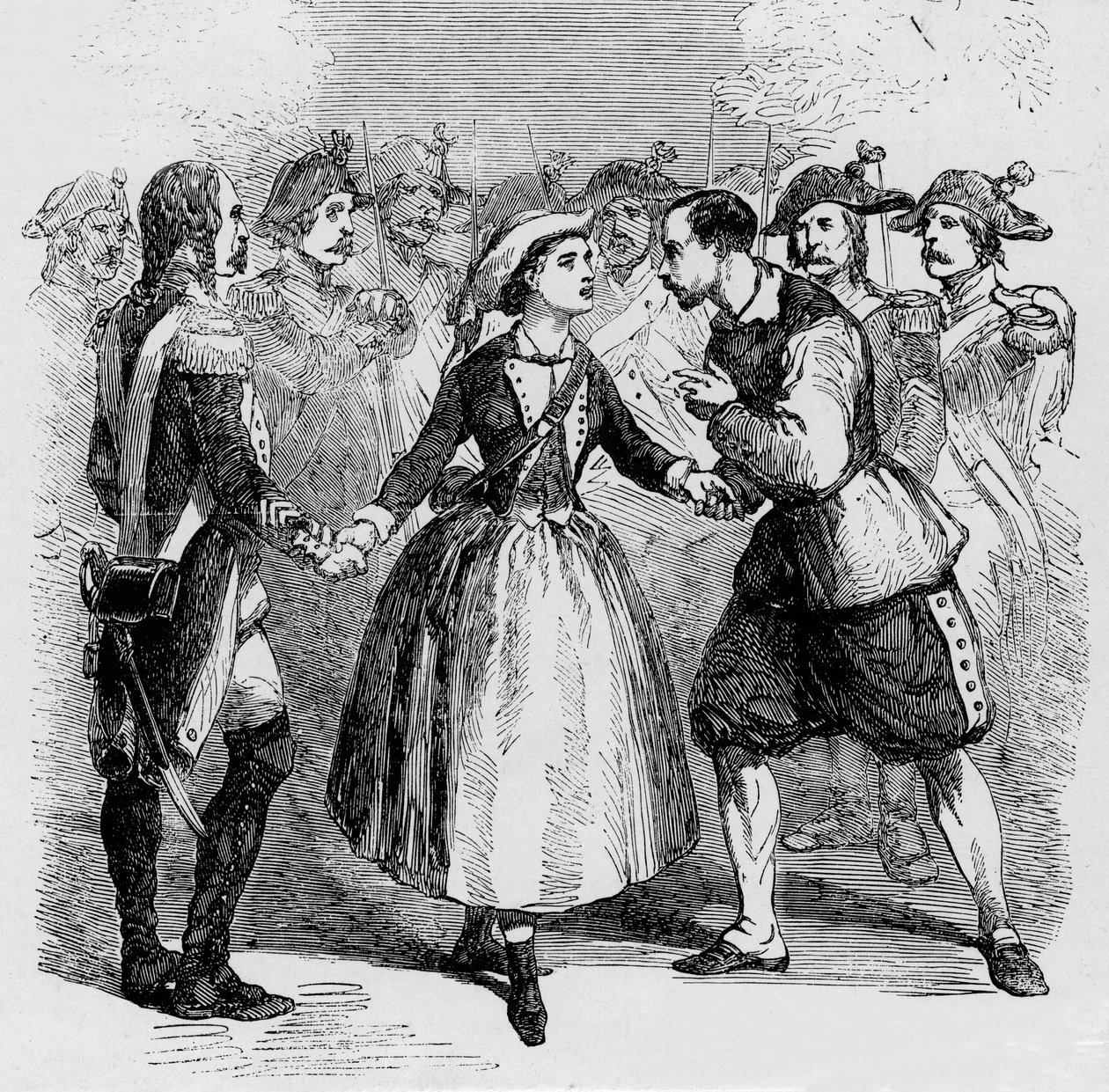 Mademoiselle Piccolomini en la ópera "La figlia del Regimento" de Gaetano Donizetti en el Teatro Majesty de Londres en 1856. de Unknown artist