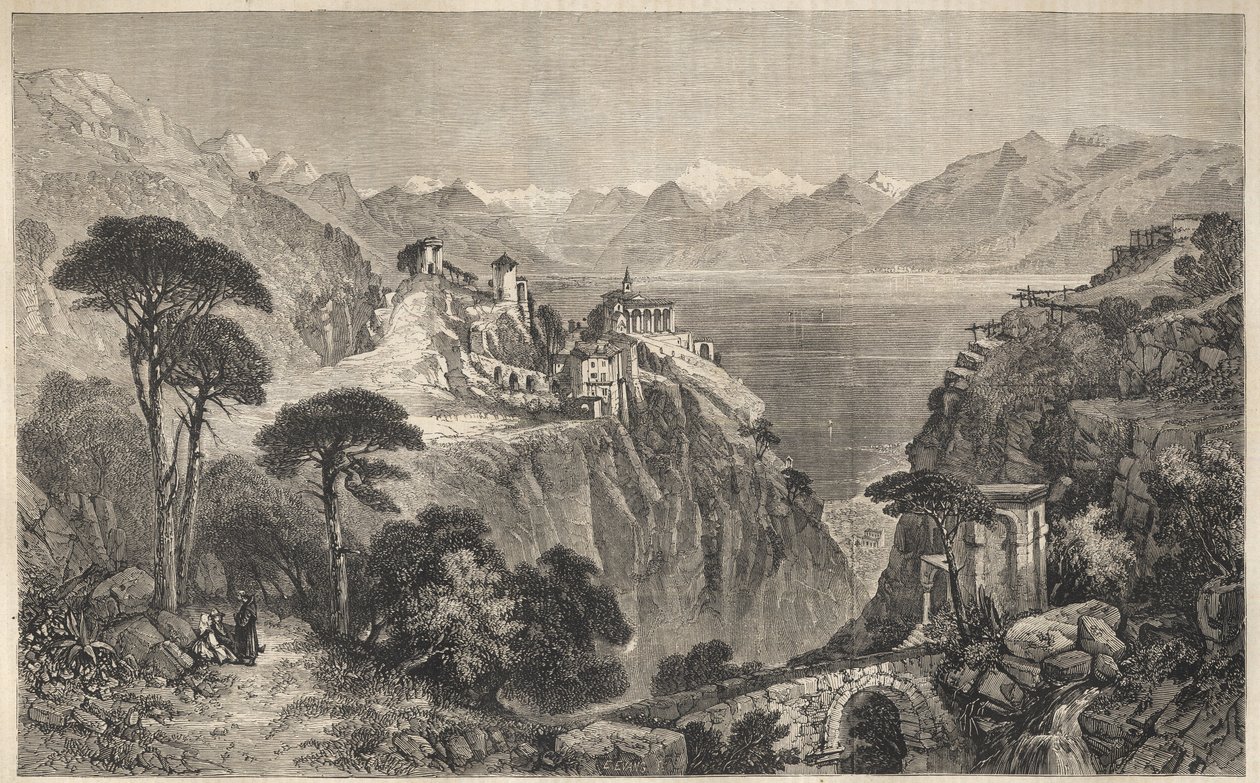 Madonna del Sasso, Suiza - El Convento de Nuestra Señora del Sasso - cerca de Locarno en el Lago Maggiore - Cantón de Ticino en Suiza - 1861 de Unknown artist