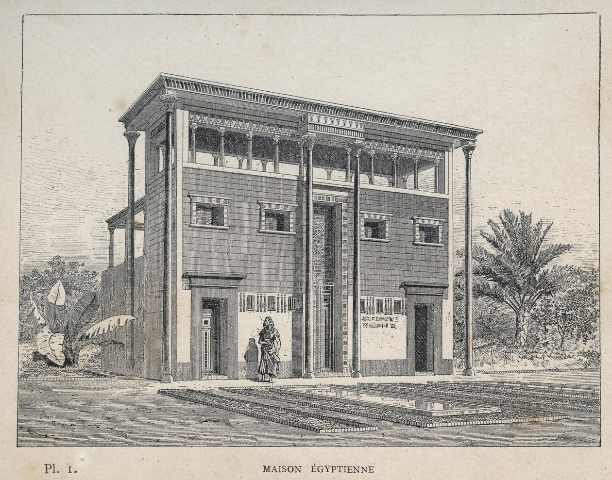 Maison Egyptienne - grabado de 1889 en 