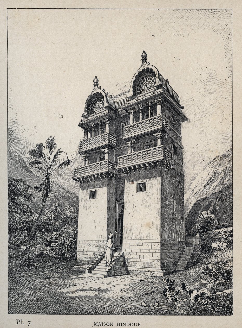 Maison Hindu - grabado de 1889 en 