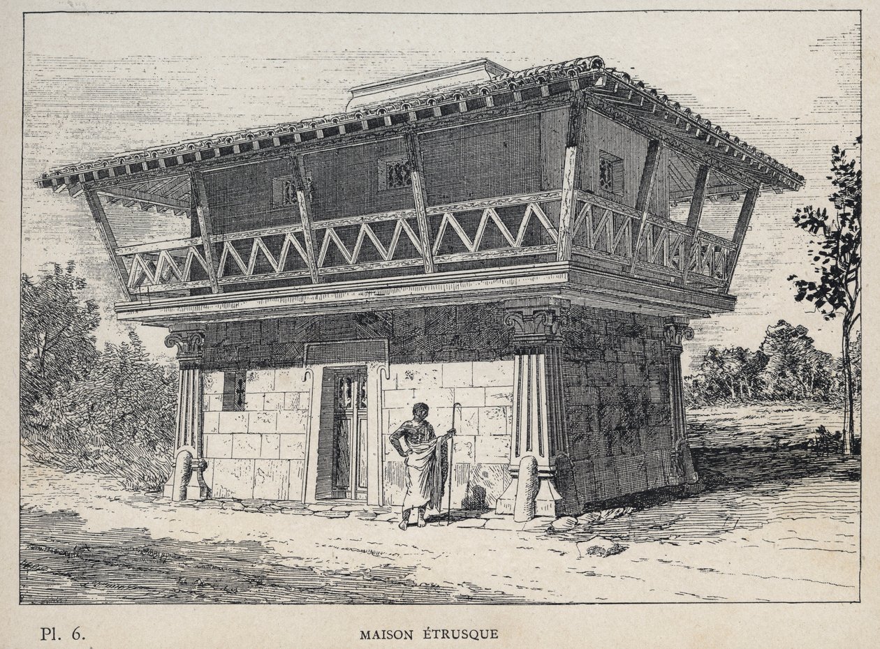Maison etrusque (Casa etrusca) - grabado de 1889 en “Histoire de l