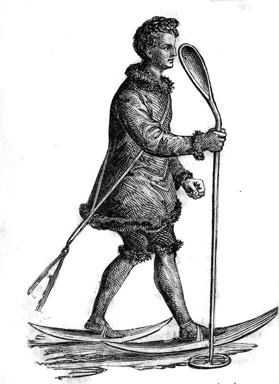 Hombre con traje tradicional khanty (khante u ostiak) cazando armiños. Los khanty son un pueblo fino-ugrio que vive en Siberia occidental de Unknown artist