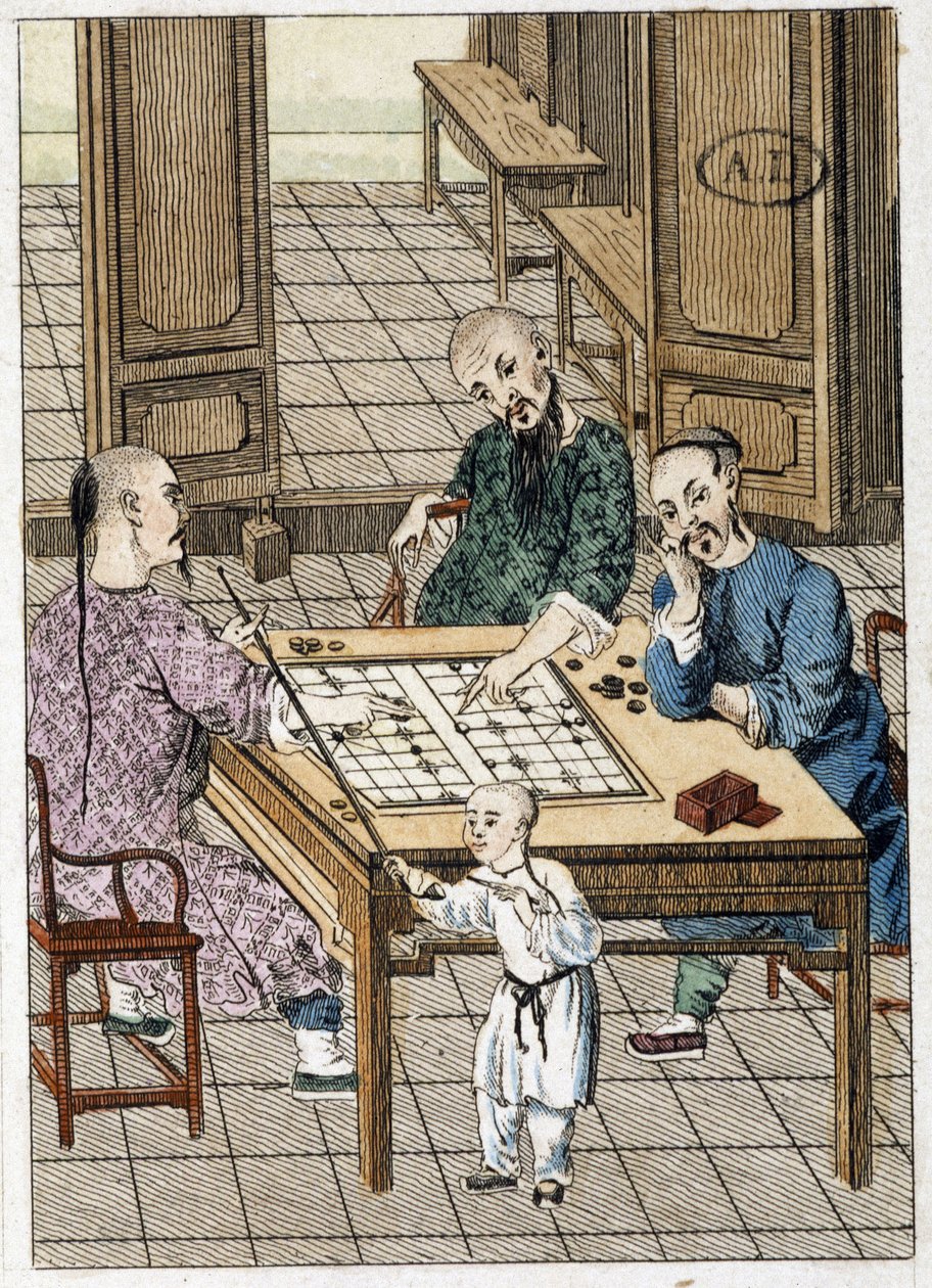 Hombre jugando a las damas (?) y un hombre fumando - China de Unknown artist