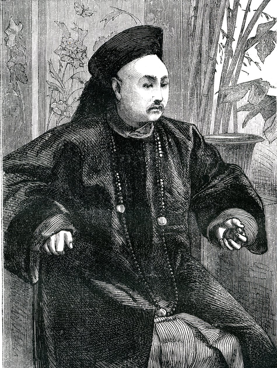 Mandarín Tchung Hao (Chung How), Grabado 1868 de Unknown artist