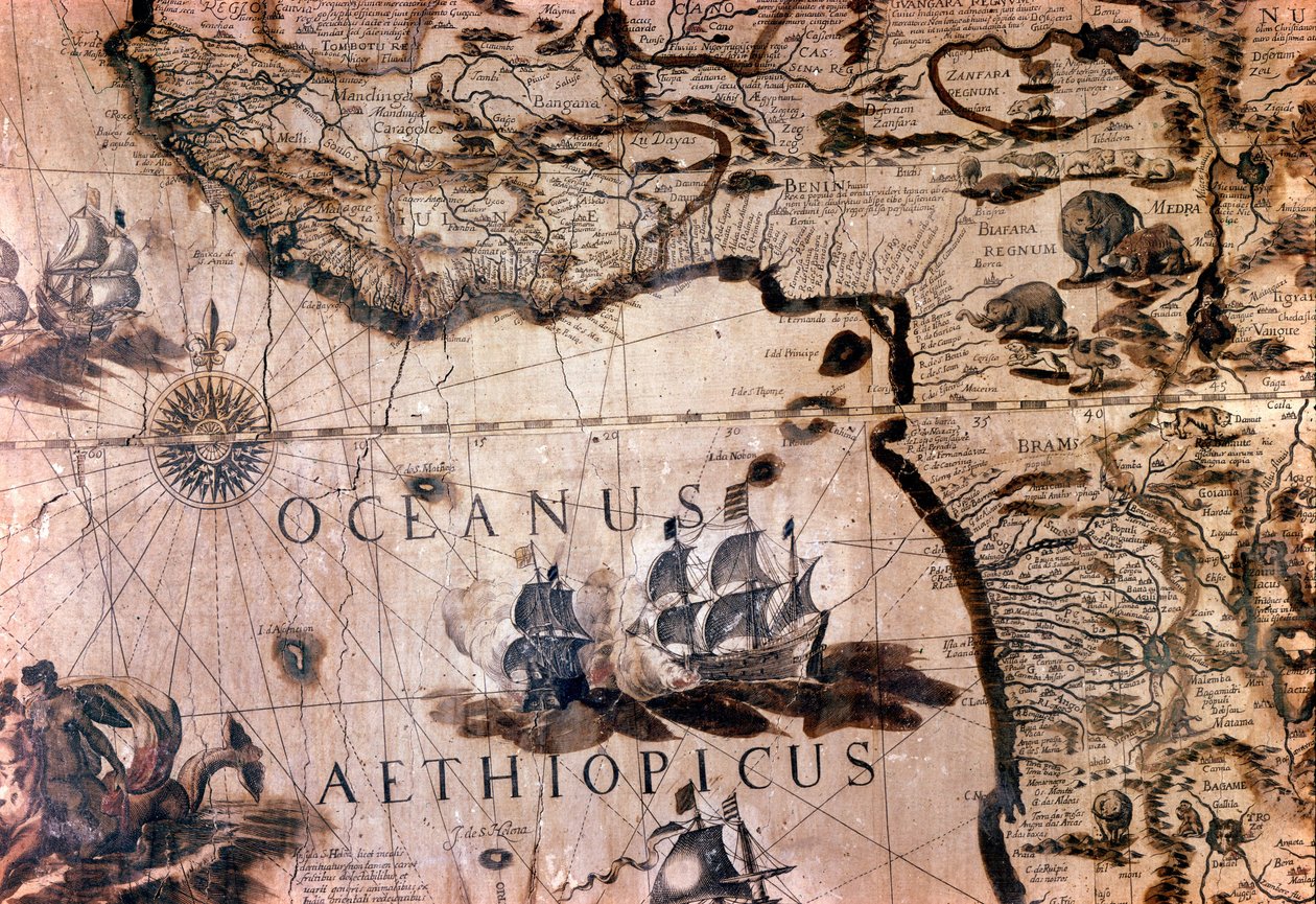 Mapa de África: detalle que representa el Golfo de Benín con la isla de Santa Elena. Siglo XVII. Sociedad Geográfica Italiana de Roma de Unknown artist
