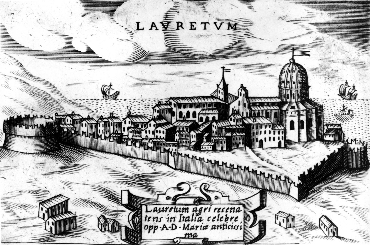 Mapa de la ciudad de Loreto (Laurentum), grabado del siglo XVI de Unknown artist