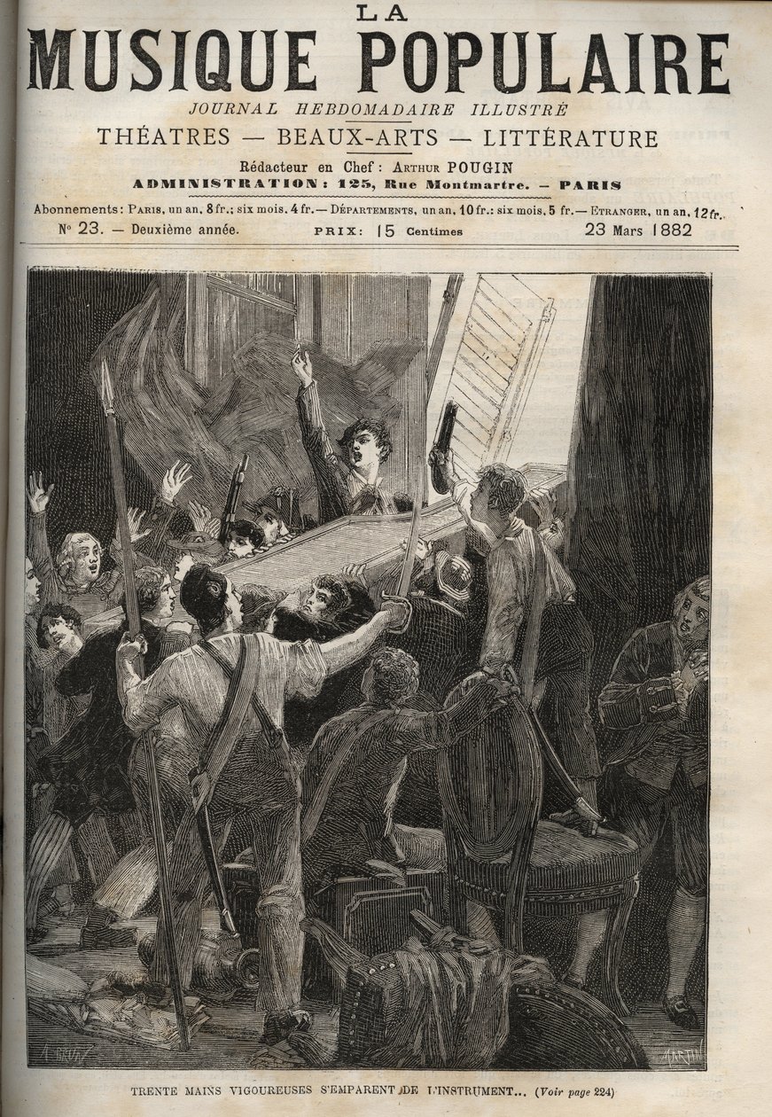 El clavecín de María Antonieta - Historia de 1834 “Treinta manos vigorosas se apoderan del instrumento...” bajo la mirada horrorizada del afinador de la reina, a la derecha de Unknown artist