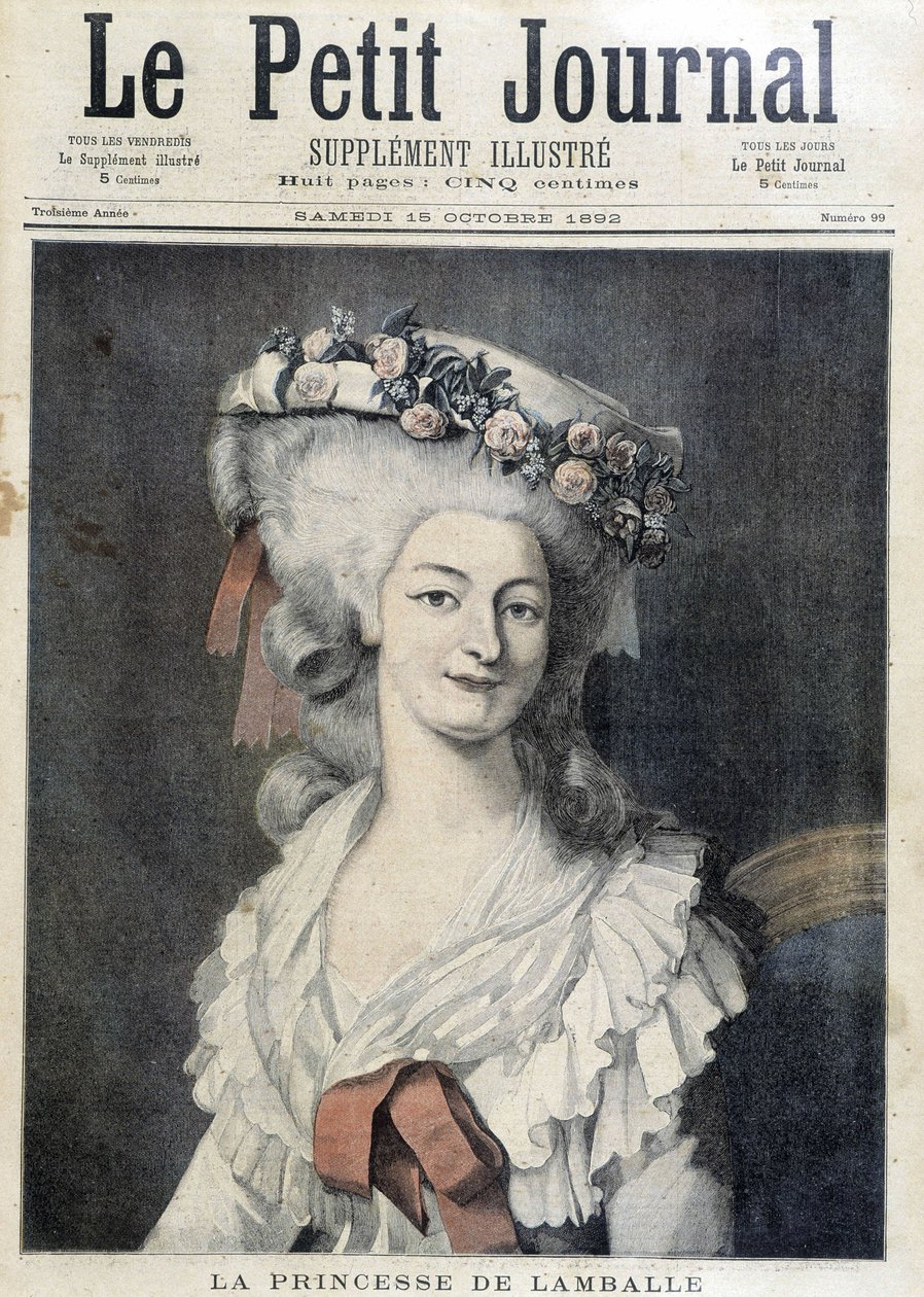 Marie Therese de Savoie Carignan (1749-1792), Princesa de Lamballe - Couv "The Petity Journal" de Unknown artist