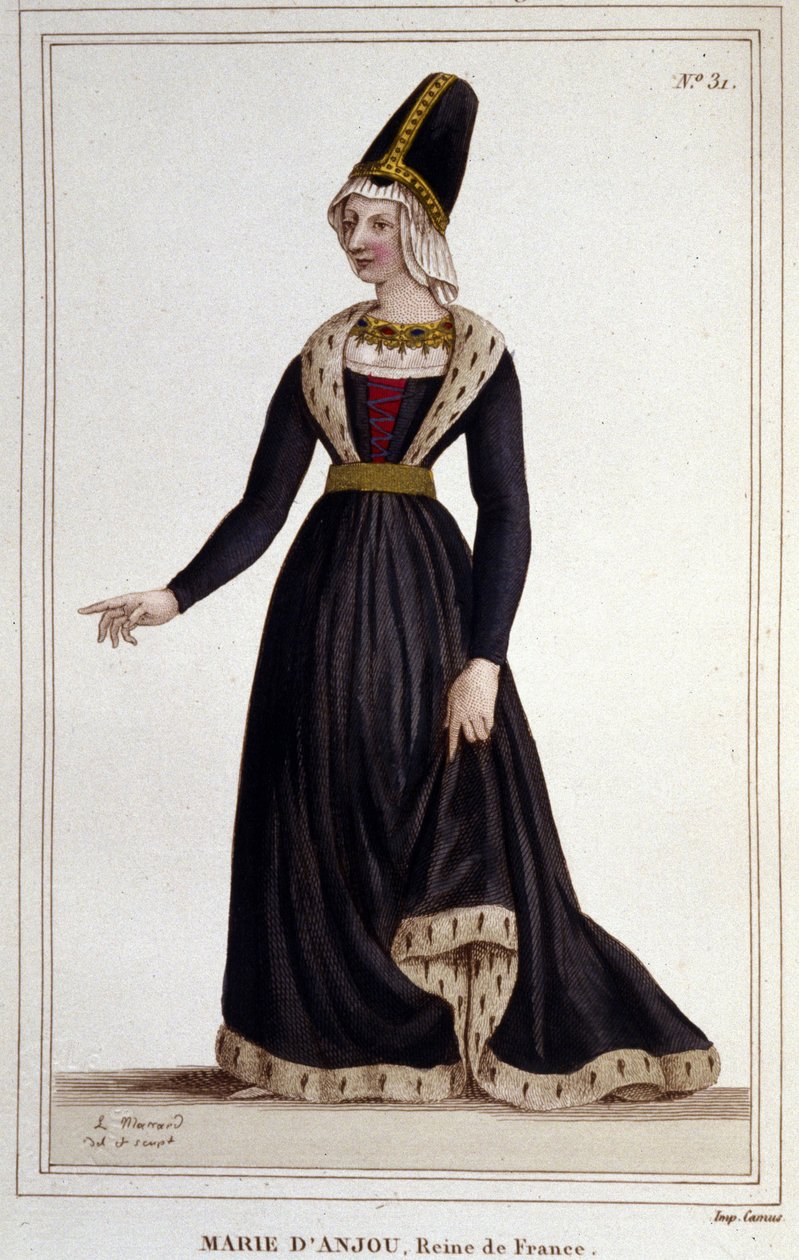 María de Anjou, Reina de Francia (1404-1463), esposa de Carlos VII. Grabado de 1830 de Unknown artist
