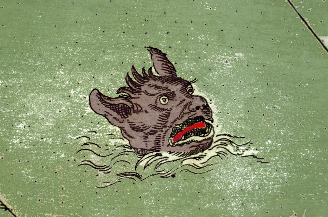 Monstruo marino con cabeza de demonio. (detalle) de un mapa del atlas de Urbano Monte de Unknown artist