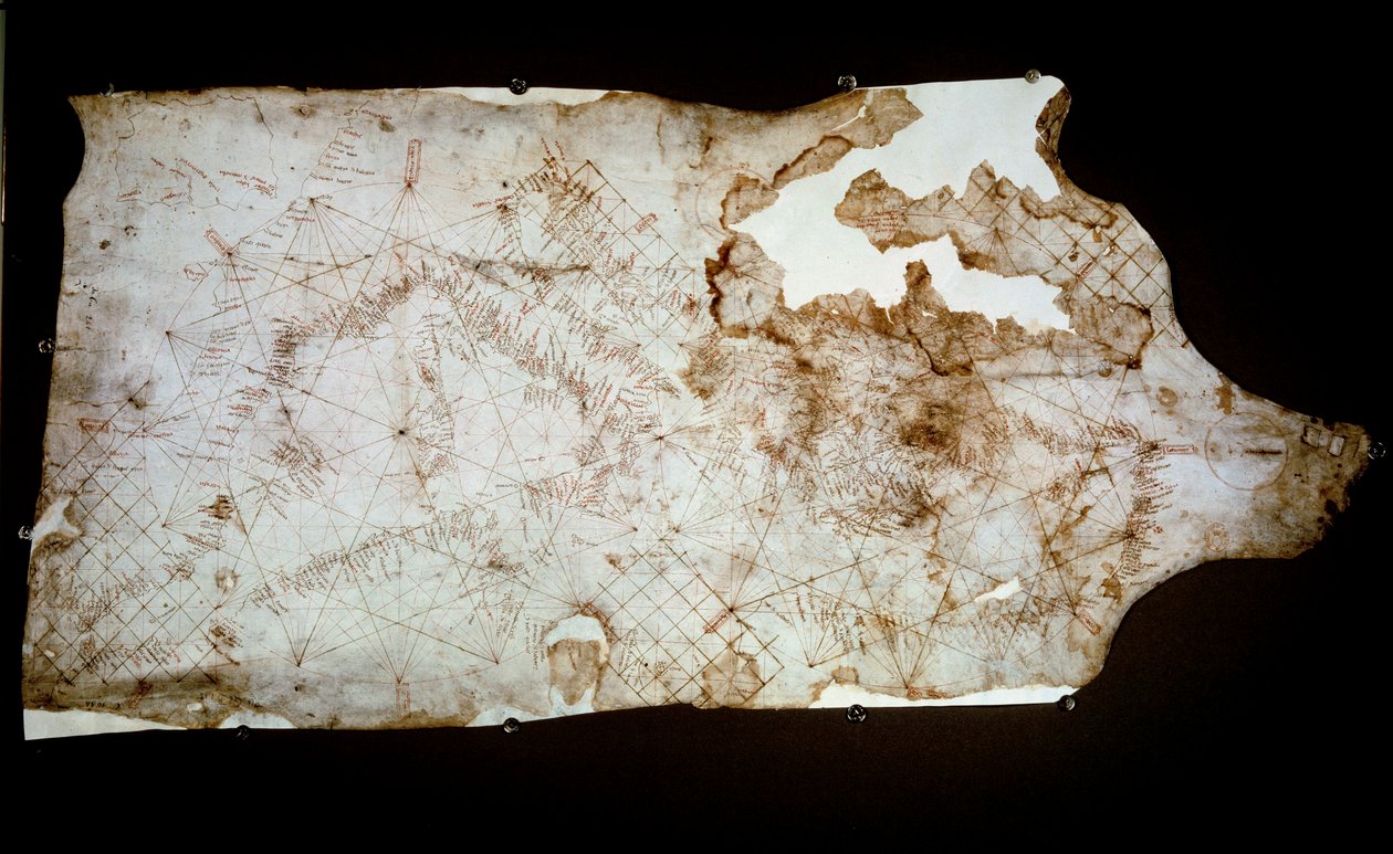 Mapa marítimo del mar Mediterráneo hecho en Pisa de Unknown artist