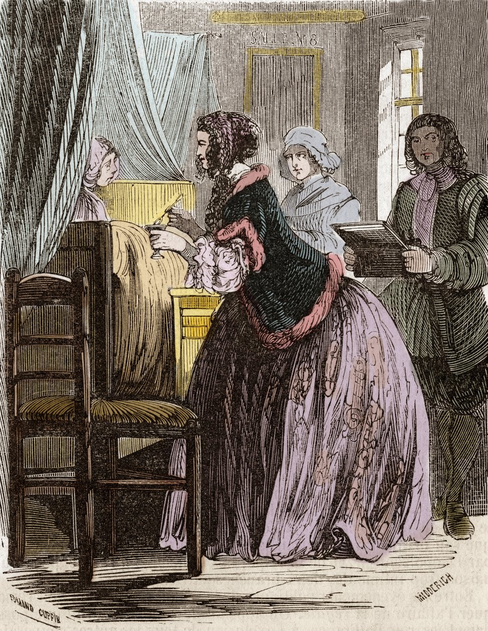 La marquesa de Brinvilliers envenenando a los pacientes del Hotel Dieu en París de Unknown artist