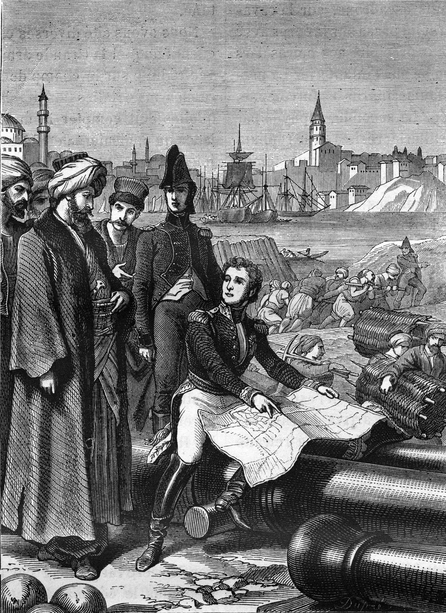 Mariscal Sebastiani de la Porta (1772-1851) como embajador dirigió los trabajos de defensa de Constantinopla contra los ingleses, a quienes obligó a pasar por los Dardanelos (1807). de Unknown artist