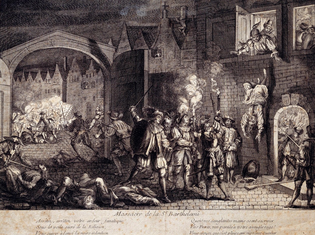 Masacre de San Bartolomé en París la noche del 24 de agosto de 1572. Grabado del siglo XVI. Pau, Museo del Castillo de Unknown artist