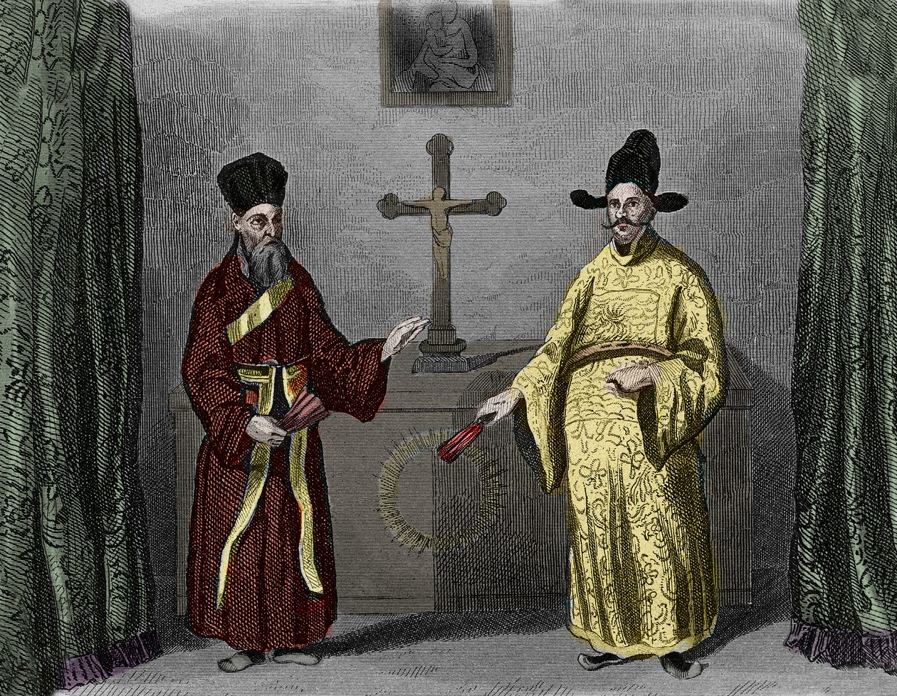 Matteo Ricci con el converso Paul Ly - Retrato de Matteo Ricci (1552-1610) (izquierda), jesuita italiano, y Paul Ly, gran propagador de la fe cristiana en China de Unknown artist