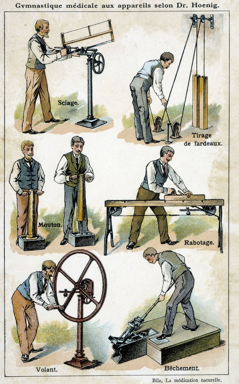 Gimnasia médica con dispositivos según el Dr. Hoenig - en “Bilz, Medicina Natural”, finales del siglo XIX de Unknown artist