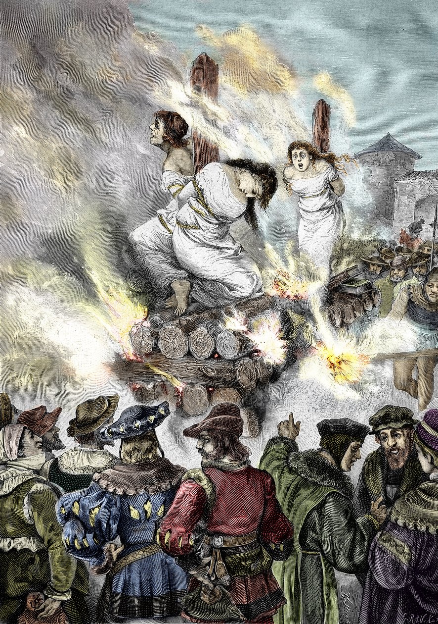 Inquisición medieval: Quema de brujas en una ciudad francesa de Unknown artist
