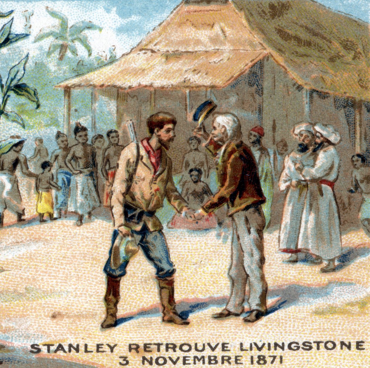 Encuentro entre Sir Henry Morton Stanley (1841-1904) y David Livingstone (1813-1873) en 1871 de Unknown artist