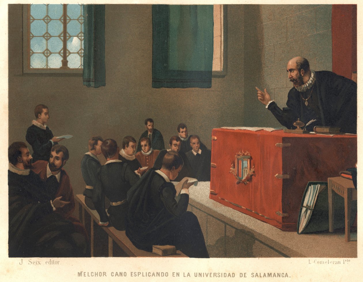 Melchior Cano o Canus, gran teólogo dominicano enseñando filosofía y teología en la Universidad de Salamanca en 1546. después de “La Ciencia y sus Hombres” de Louis Figuier. Barcelona 1881 de Unknown artist