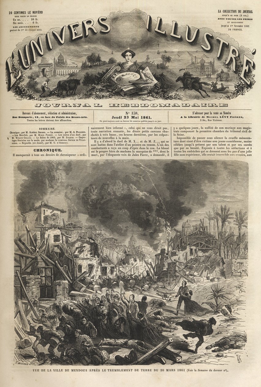 Mendoza, Argentina - Terremoto de 1861 - 20 de marzo de 1861 - El Universo Ilustrado en 1861 de Unknown artist