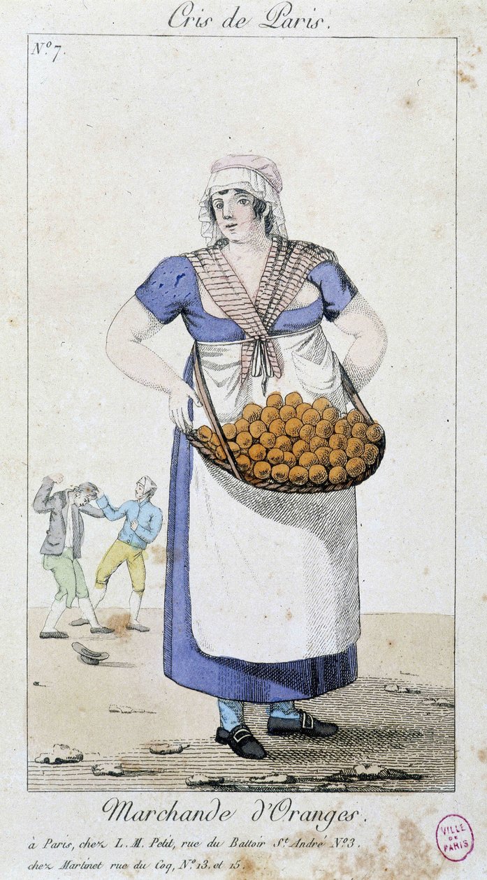 Comerciante de naranjas - en "Cris de Paris", principios del siglo XIX de Unknown artist