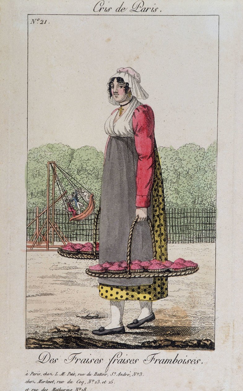 Comerciante de fresas y frambuesas - en "Cris de Paris", principios del siglo XIX de Unknown artist