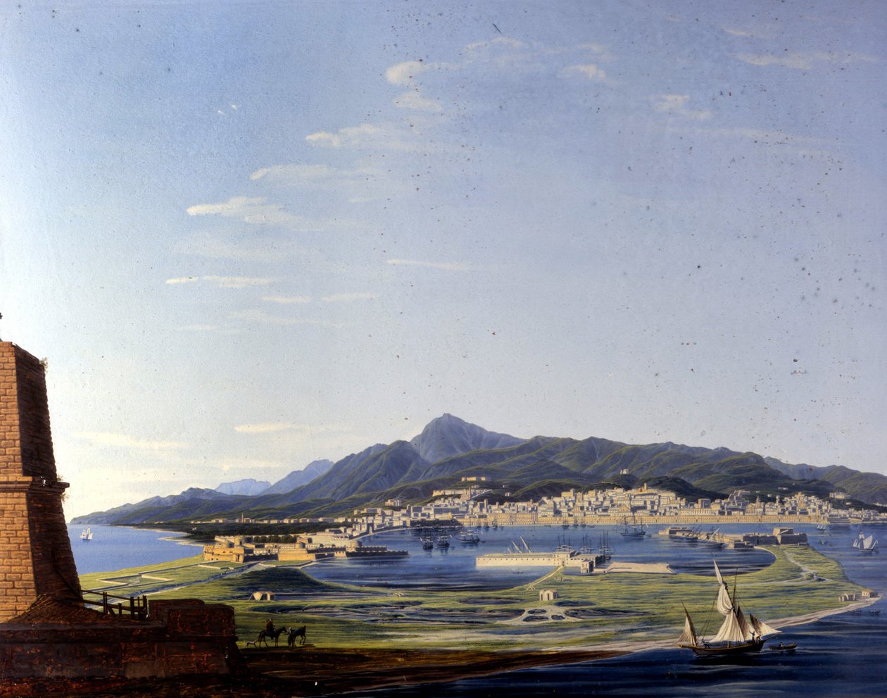 Mesina vista desde el Estrecho. Pintura anónima del siglo XIX. de Unknown artist