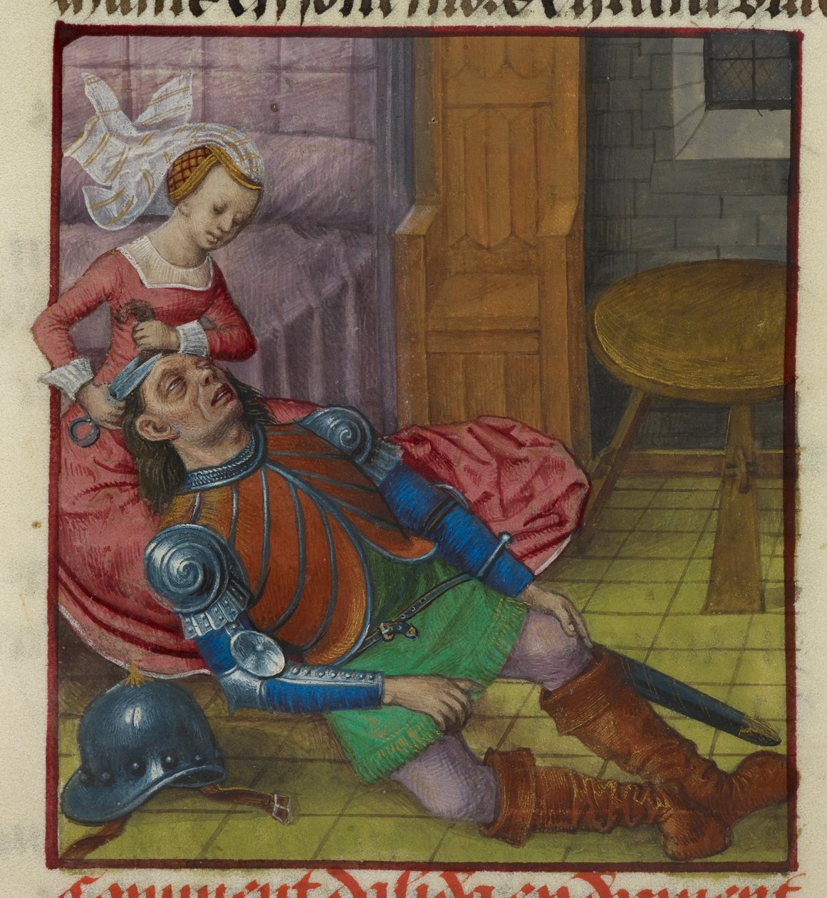 Miniatura de Dalila cortando el pelo a Sansón, de "Le Roman de la Rose". de Unknown artist