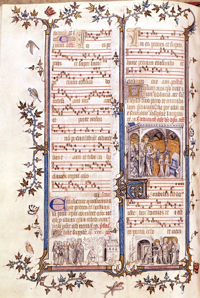 Misal de San Denis, circa 1350. Miniatura que representa a Clotario y Dagoberto de Unknown artist