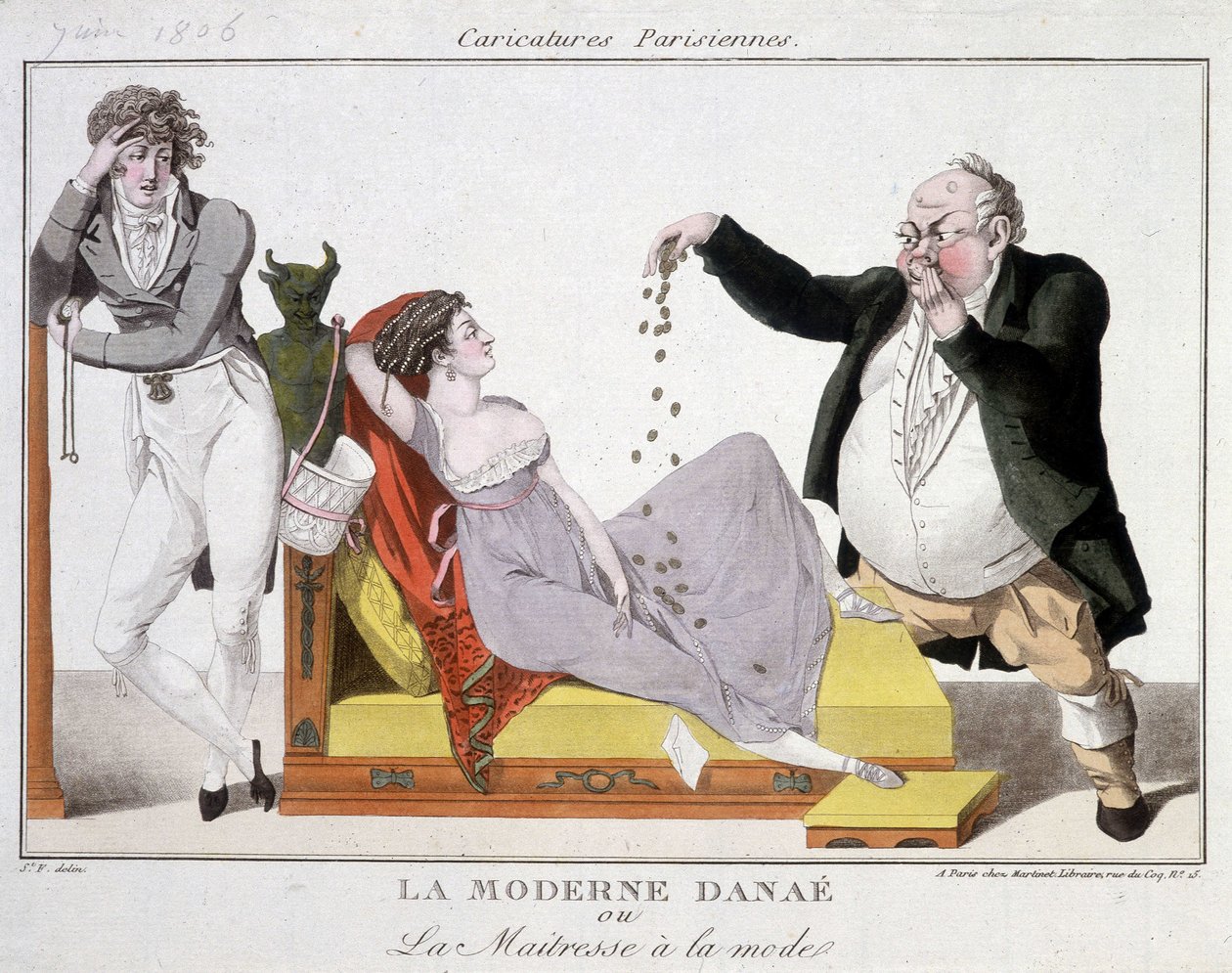 Danaé moderna o la alcaldesa de moda (prostitución) - caricatura de Unknown artist