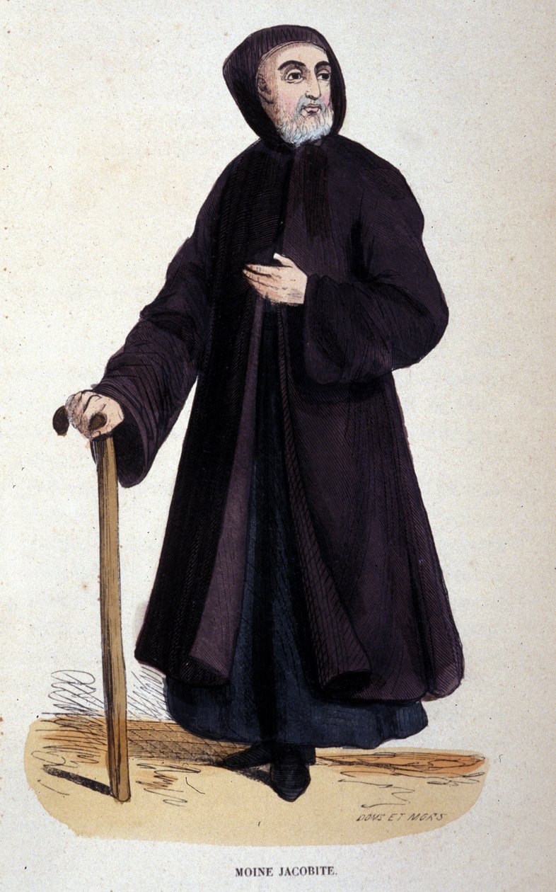 Monje Jacobita. Grabado de un álbum sobre órdenes religiosas, París de Unknown artist