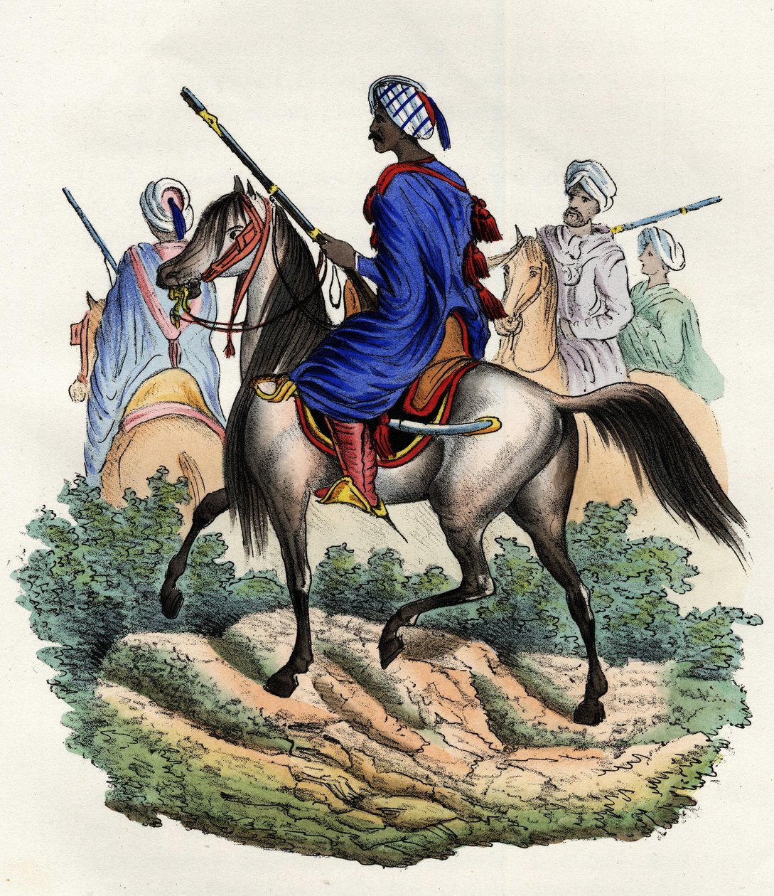 Gendarmes moriscos encargados de la policía de Argel por el ejército francés de África, entrenados en 1831 y disueltos en 1841. En “Storia d