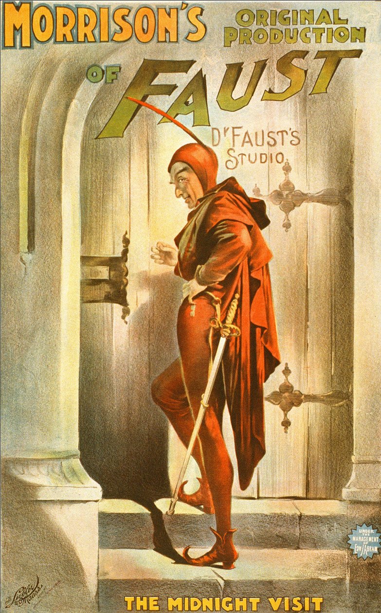 Producción original de Morrison de Fausto: la visita de medianoche - cartel para una obra de teatro: ilustración de la visita de Fausto de Unknown artist