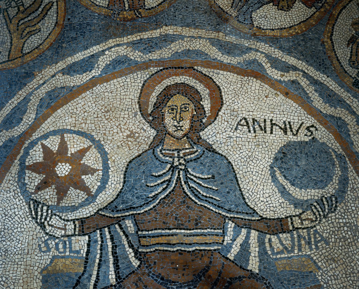 Piso de mosaico que representa los meses del año de Unknown artist