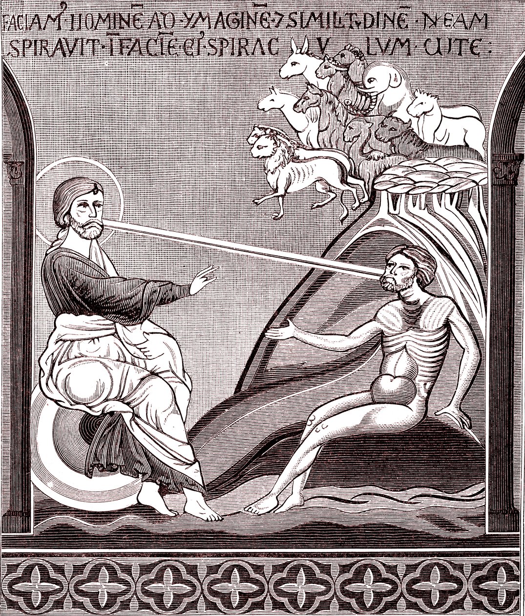 Mosaico que representa la creación del hombre de Unknown artist