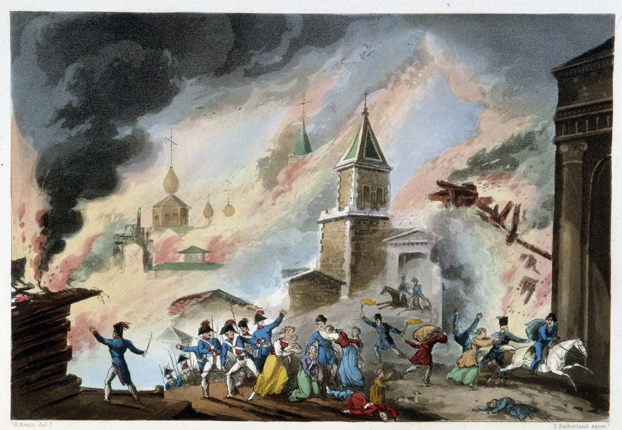 Incendio de Moscú, sep. 1812 - en “Guerras Napoleónicas” de Sutherland, Duburg, Londres de Unknown artist