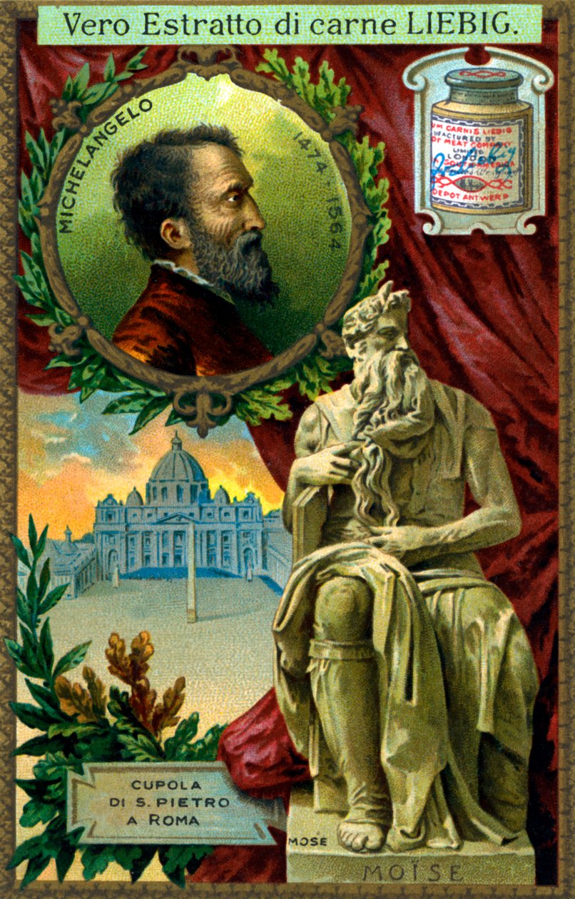 Moisés - estatua de Miguel Ángel, principios del siglo XX (cromo) de Unknown artist