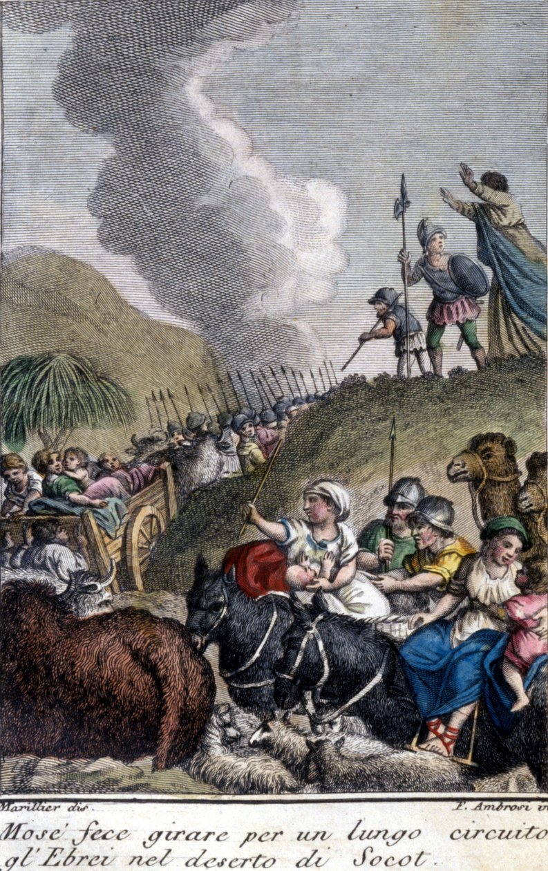 Moisés guió al pueblo judío en el desierto de Socot durante mucho tiempo de Unknown artist