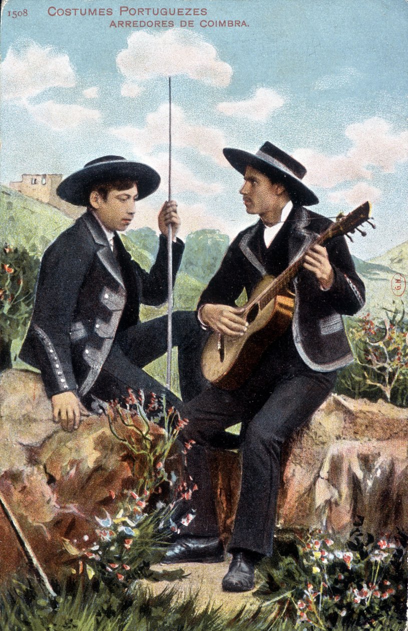 Músicos con trajes portugueses. Arredores de coimbra. de Unknown artist