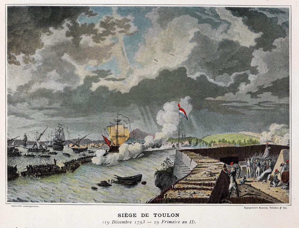 Batalla naval: Sitio de Tolón 19/12/1793 - en “Las batallas navales de Napoleón” de Unknown artist