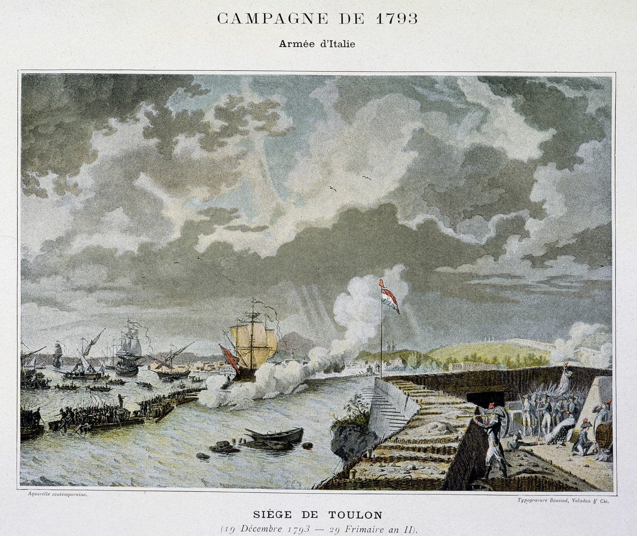 Batalla naval: Sitio de Tolón en 1793 - en "Las batallas navales de Napoleón" de Unknown artist