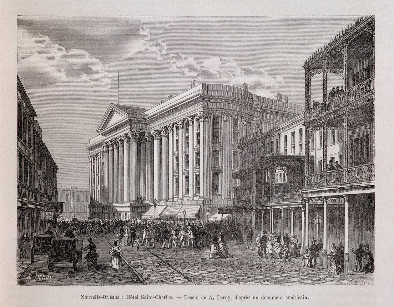 Nueva Orleans: Hotel Saint-Charles - en "Le tour du monde", 2º semestre 1876 de Unknown artist