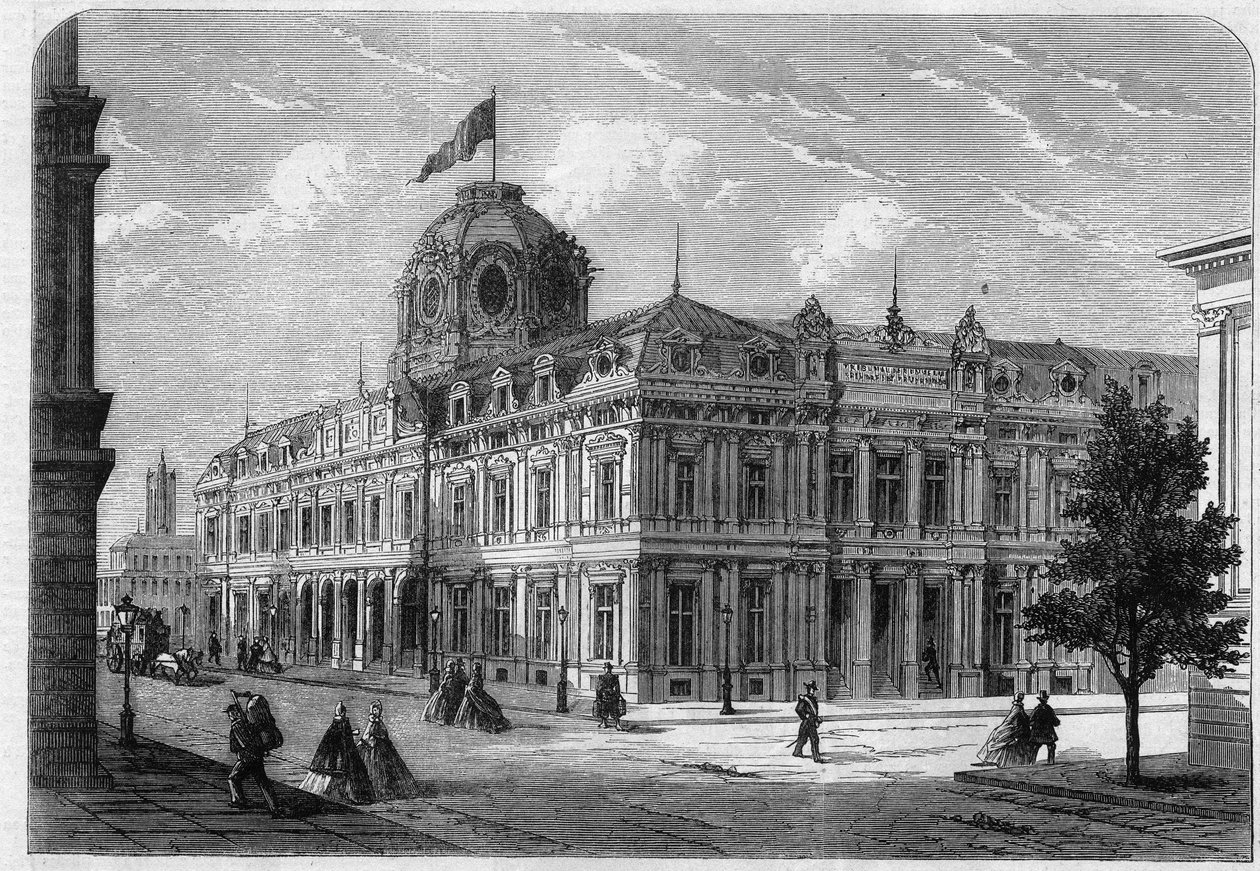 Nuevo tribunal comercial de París Quai de Corse (antiguo Quai Desaix) en la Île de la Cité, construido según los planos del arquitecto Antoine Nicolas Louis Bailly (1810-1892) con el acuerdo del Prefecto Georges Eugene Haussmann (Barón Haussmann) de Unknown artist