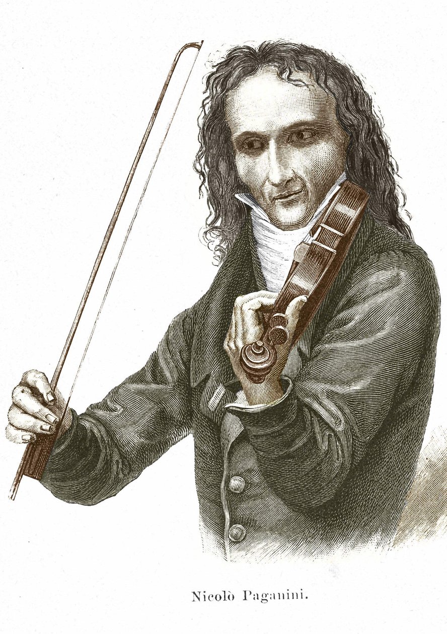 Niccolo Paganini (1782 - 1840) toca su Stradivarius (violín creado por el luthier italiano Antonio Stradivari) de Unknown artist