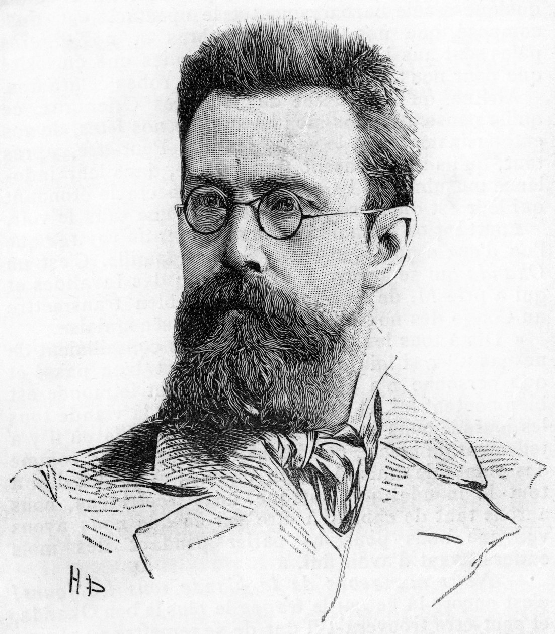 Nikolai Rimski-Korsakov, compositor ruso. Grabado de 1889 de Unknown artist