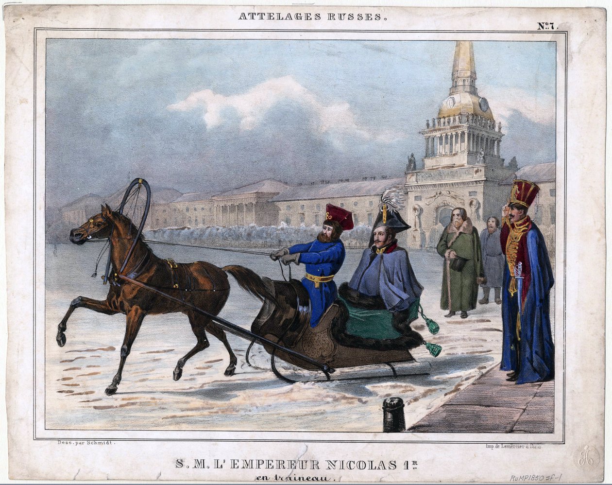 Nicolás I de Rusia en un trineo de Unknown artist