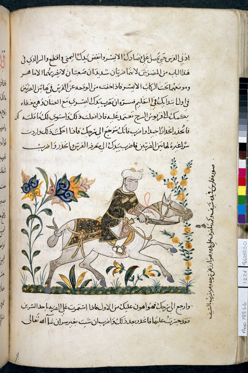 Nihāyat al-suʾl wa-al-umnīyah fī taʾlīm al-furūsīyah, Add MS 18866, f.122v, c.1371 de Unknown artist