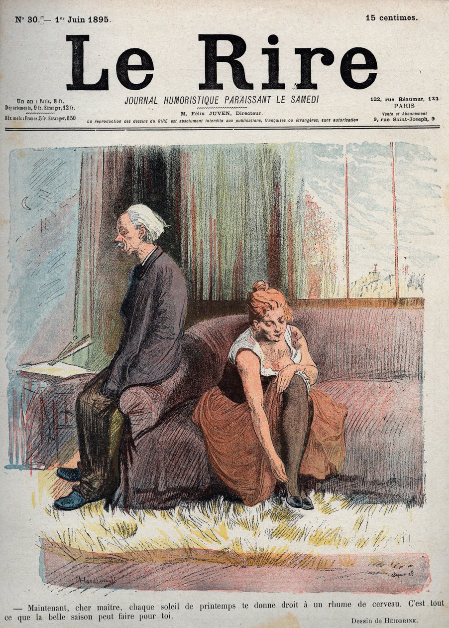 Ahora querido maestro cada sol de primavera te da derecho a un resfriado cerebral, eso es todo lo que la buena temporada puede hacer por ti - dibujo de Oswald Heidbrink en “El Diario Humorístico de la Risa” Número 30. 1 de junio de Unknown artist